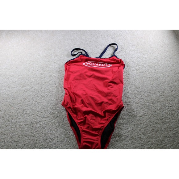 RISE Aquatics Swimsuit Womens 36 Red Navy One Piece Lifeguard Crossback Training - Picture 1 of 4